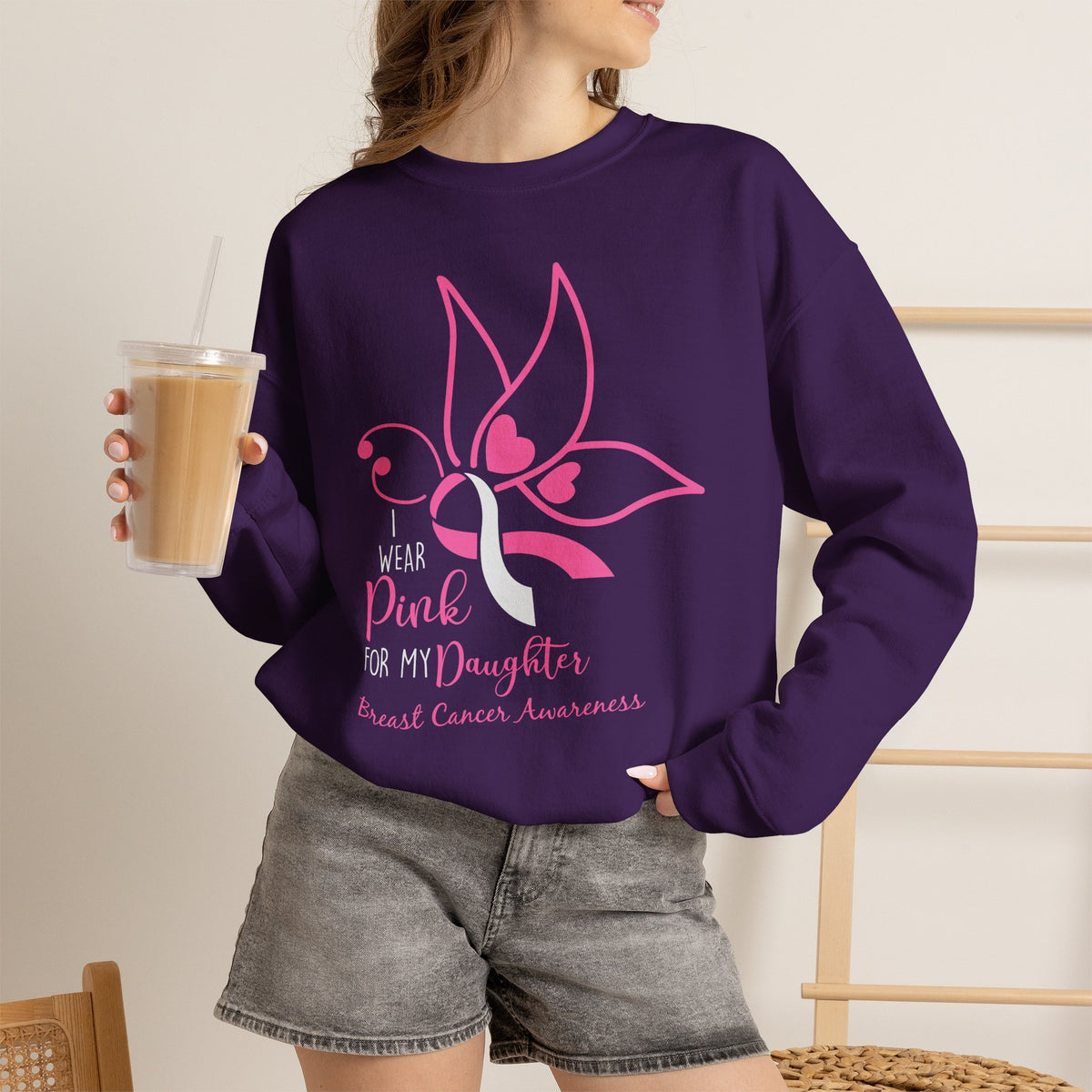 I Wear Pink for My Daughter Breast Cancer Sweatshirt