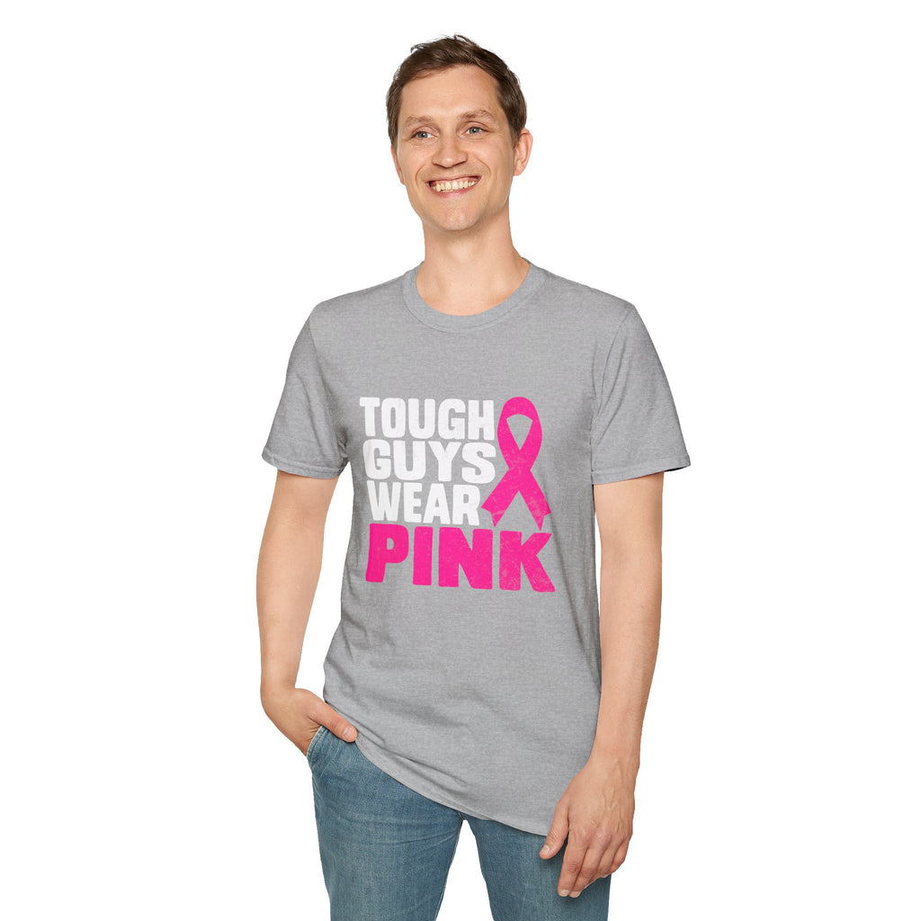 Tough Guys Wear Pink Breast Cancer Awareness T-Shirt Graphic Tee
