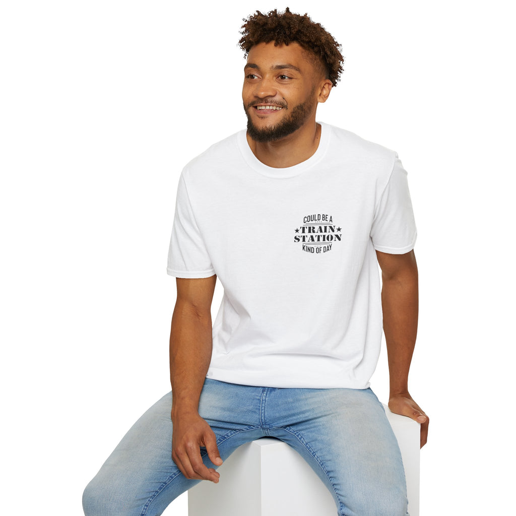 Could Be a Train Station Kind of Day T-Shirt — Funny Sarcastic Gift for Her Pocket Tee