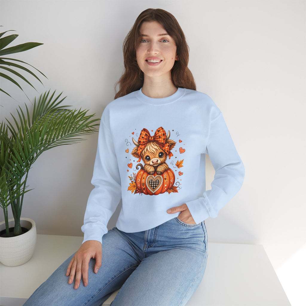 Cute Highland Cow Pumpkin Halloween Sweatshirt