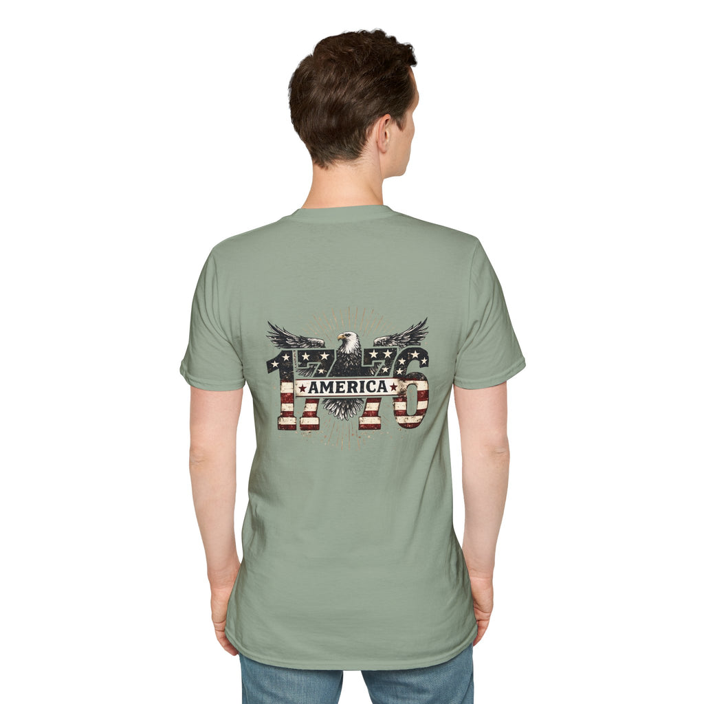1776 American Flag Eagle T-Shirt — Vintage Patriotic Gift for Him Fourth of July Tee