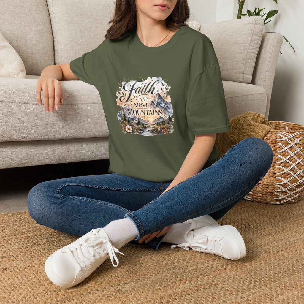 Faith Can Move Mountains T-Shirt Inspirational Christian Mountain Graphic Tee