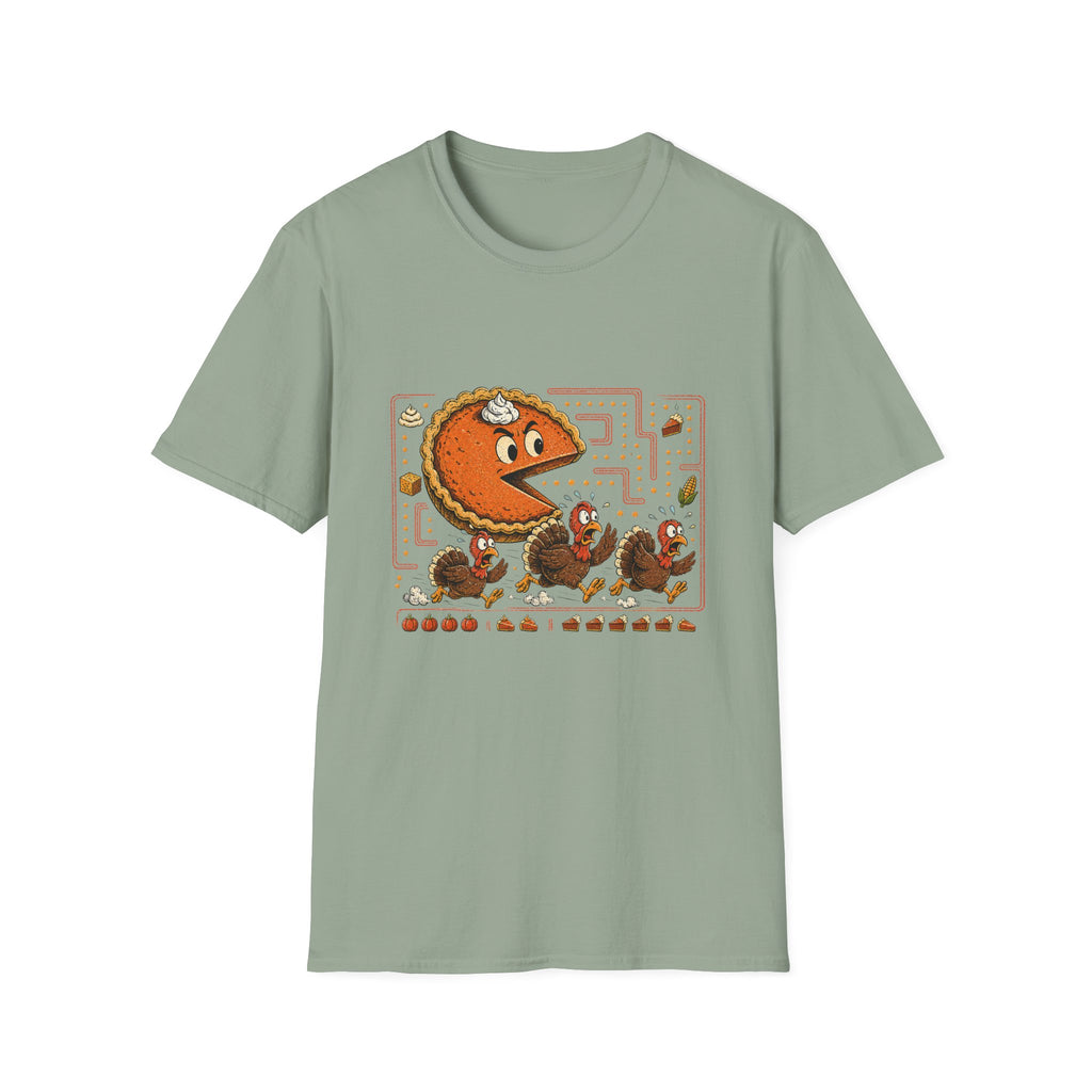 Retro Pie Monster T-Shirt — Funny Pac-Maze Dessert Gamer Tee