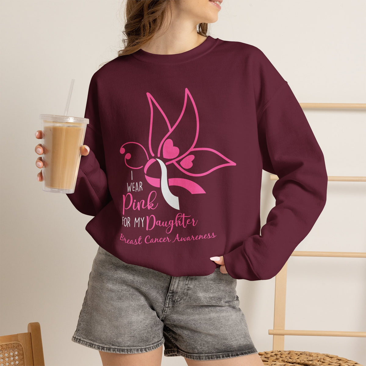 I Wear Pink for My Daughter Breast Cancer Sweatshirt