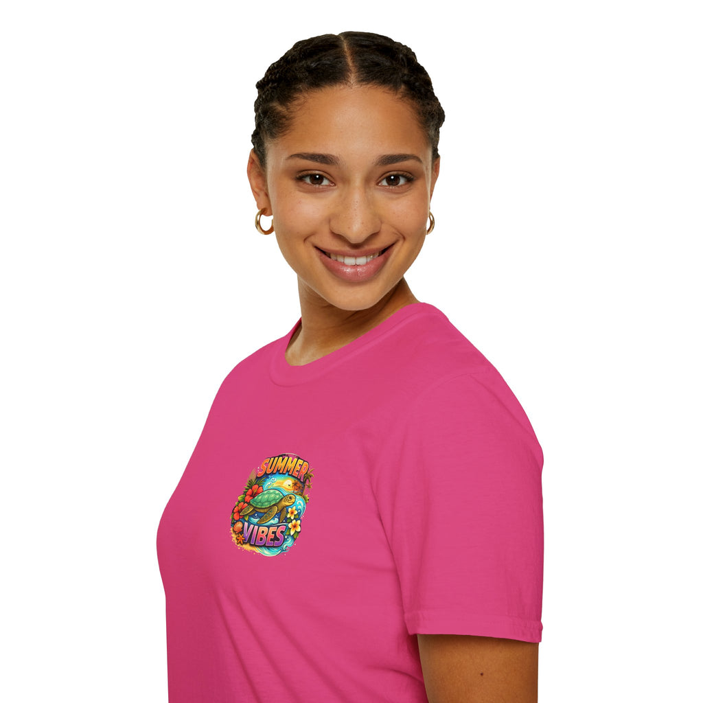 Summer Vibes Sea Turtle T-Shirt — Cute Beach Gift for Women Surf Floral Graphic Tee