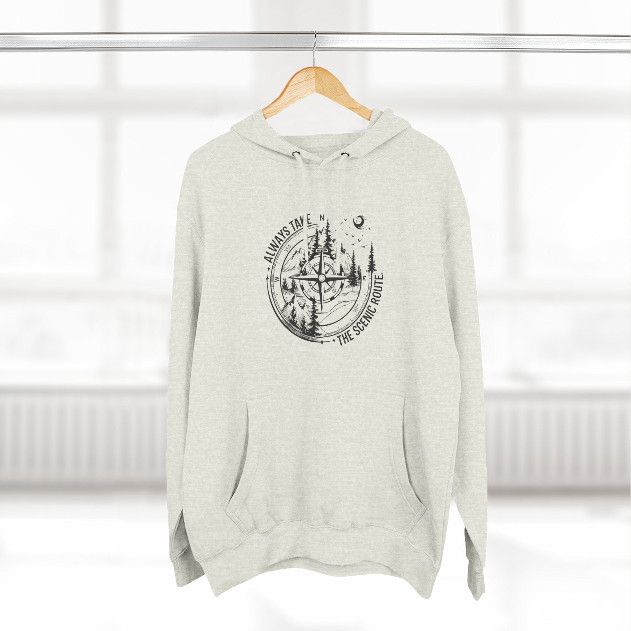 Hoodie — "Always Take the Scenic Route" Camping Graphic Pullover