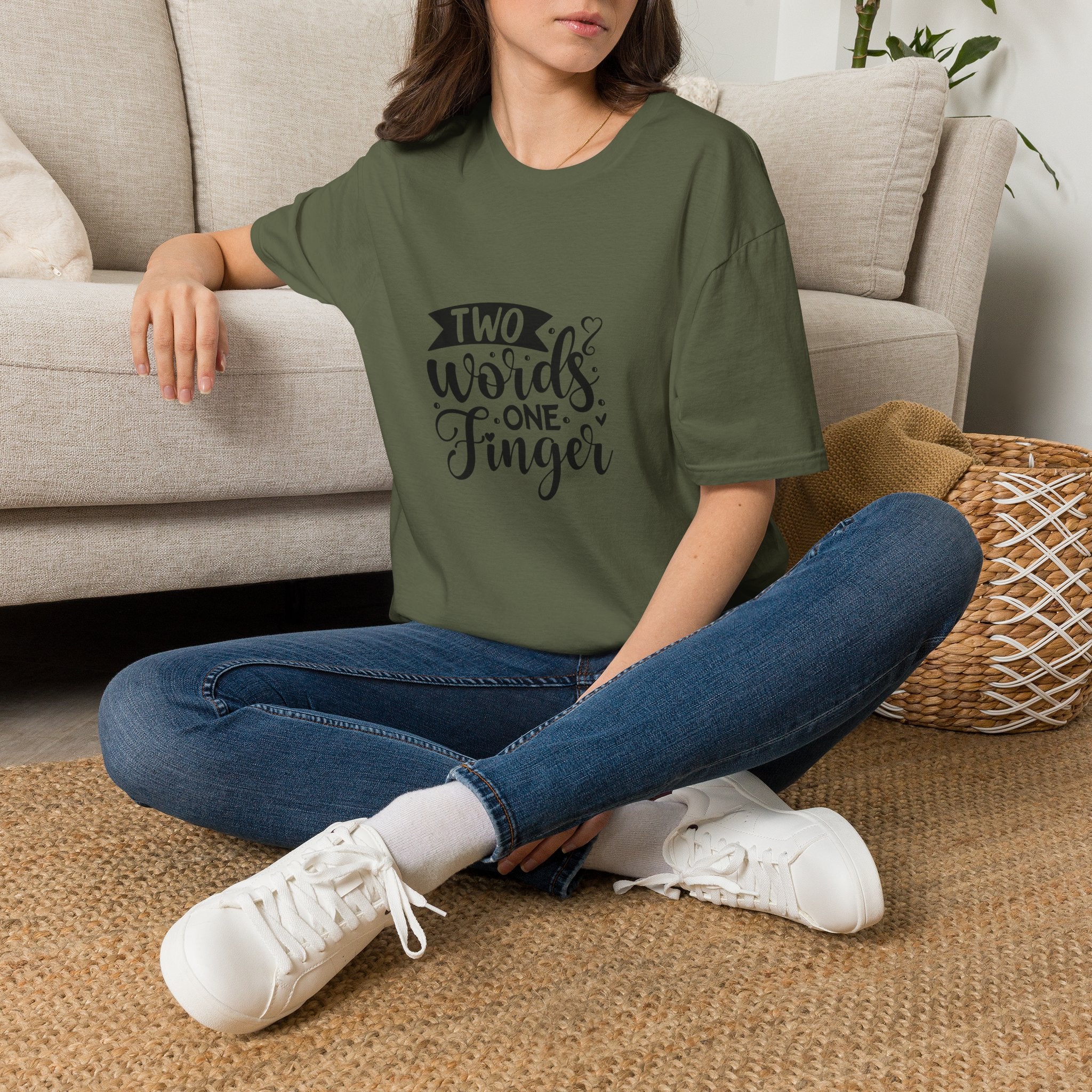 Graphic Tee — "Two Words One Finger" Funny T-Shirt