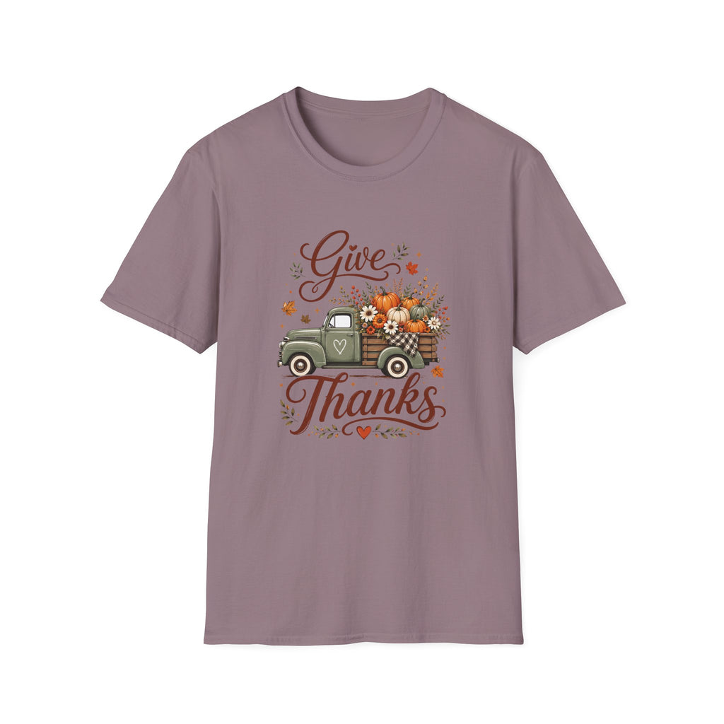 Give Thanks Fall Truck T-Shirt — Pumpkin Harvest Autumn Tee