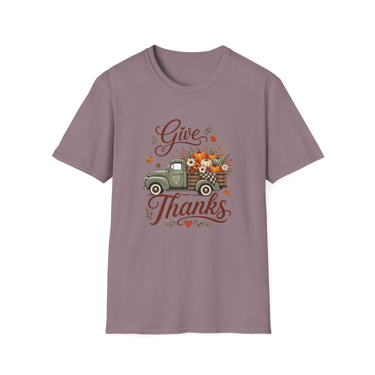 Give Thanks Fall Truck T-Shirt — Pumpkin Harvest Autumn Tee