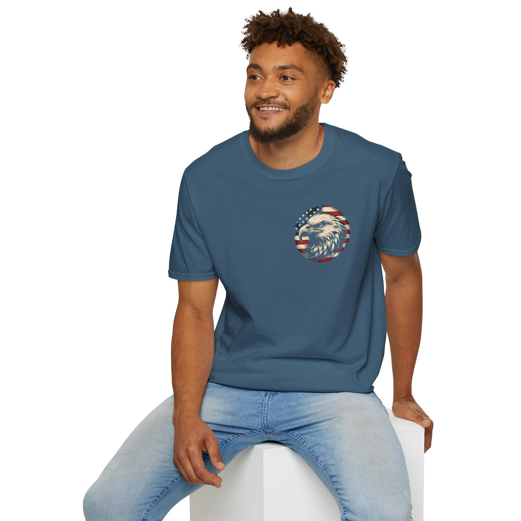 Patriotic Bald Eagle T-Shirt — American Flag Gift for Him Fourth of July Graphic Tee