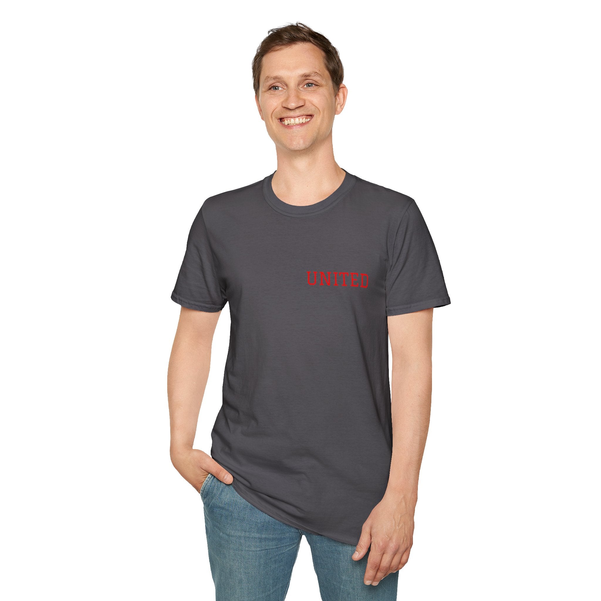 United American Flag T-Shirt — Patriotic Gift for Him Red Chest Graphic Tee