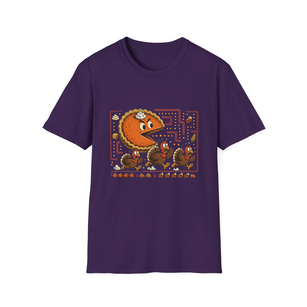 Retro Pie Monster T-Shirt — Funny Pac-Maze Dessert Gamer Tee