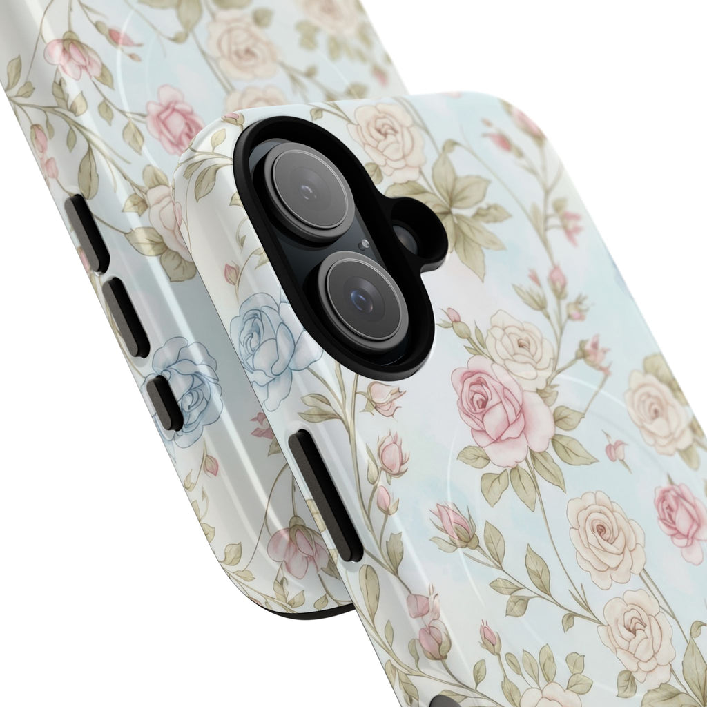 Vintage Floral Rose Magnetic iPhone Case — MagSafe Tough Protective Cover