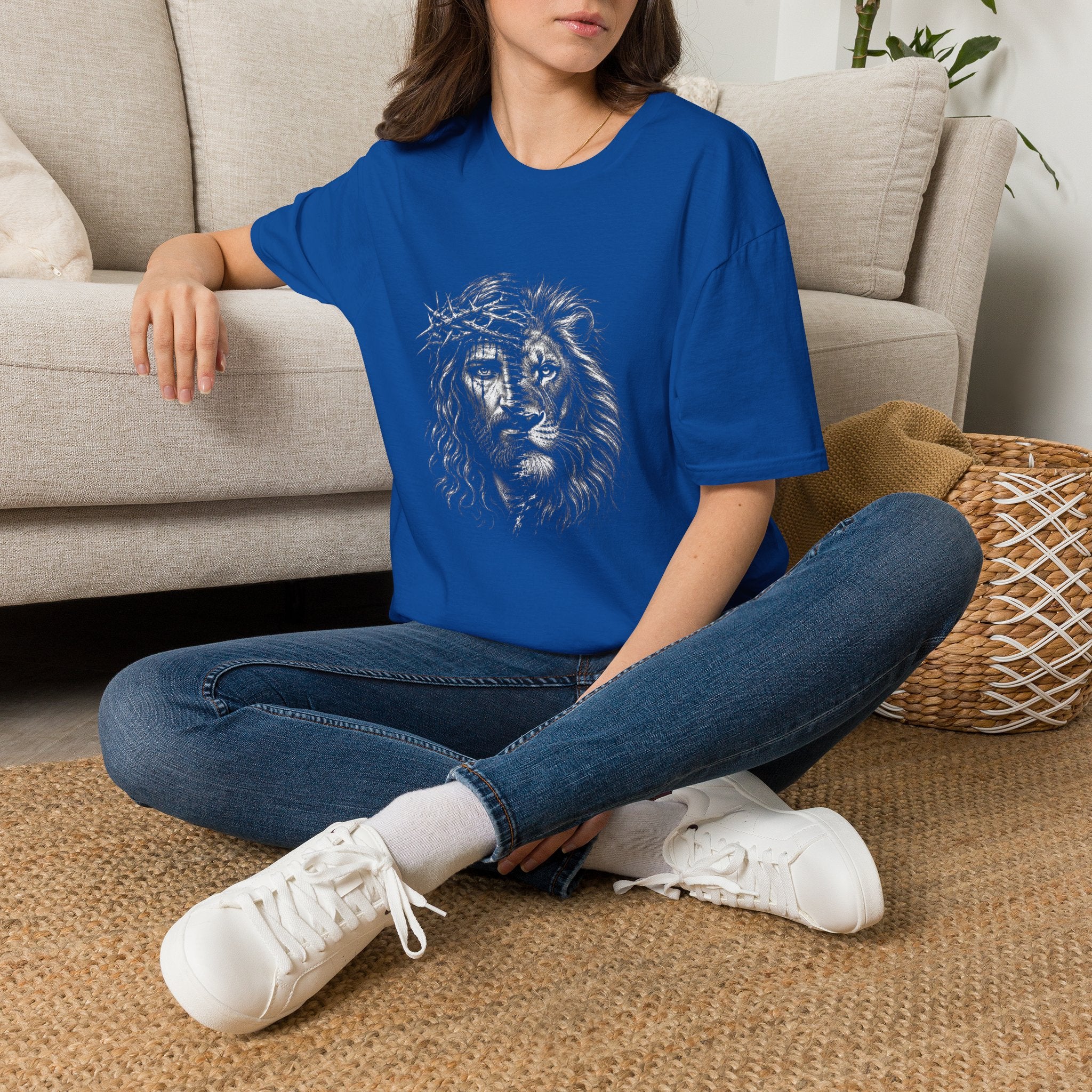Lion of Judah T-Shirt — Crown of Thorns Half-Face Lion Christian Graphic Tee