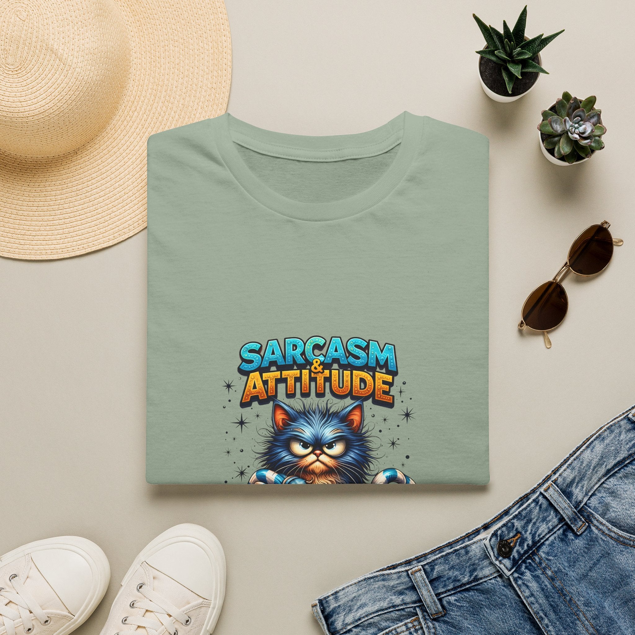 Sarcasm & Attitude Grumpy Cat T-Shirt — Funny Sarcastic Gift for Her Graphic Tee