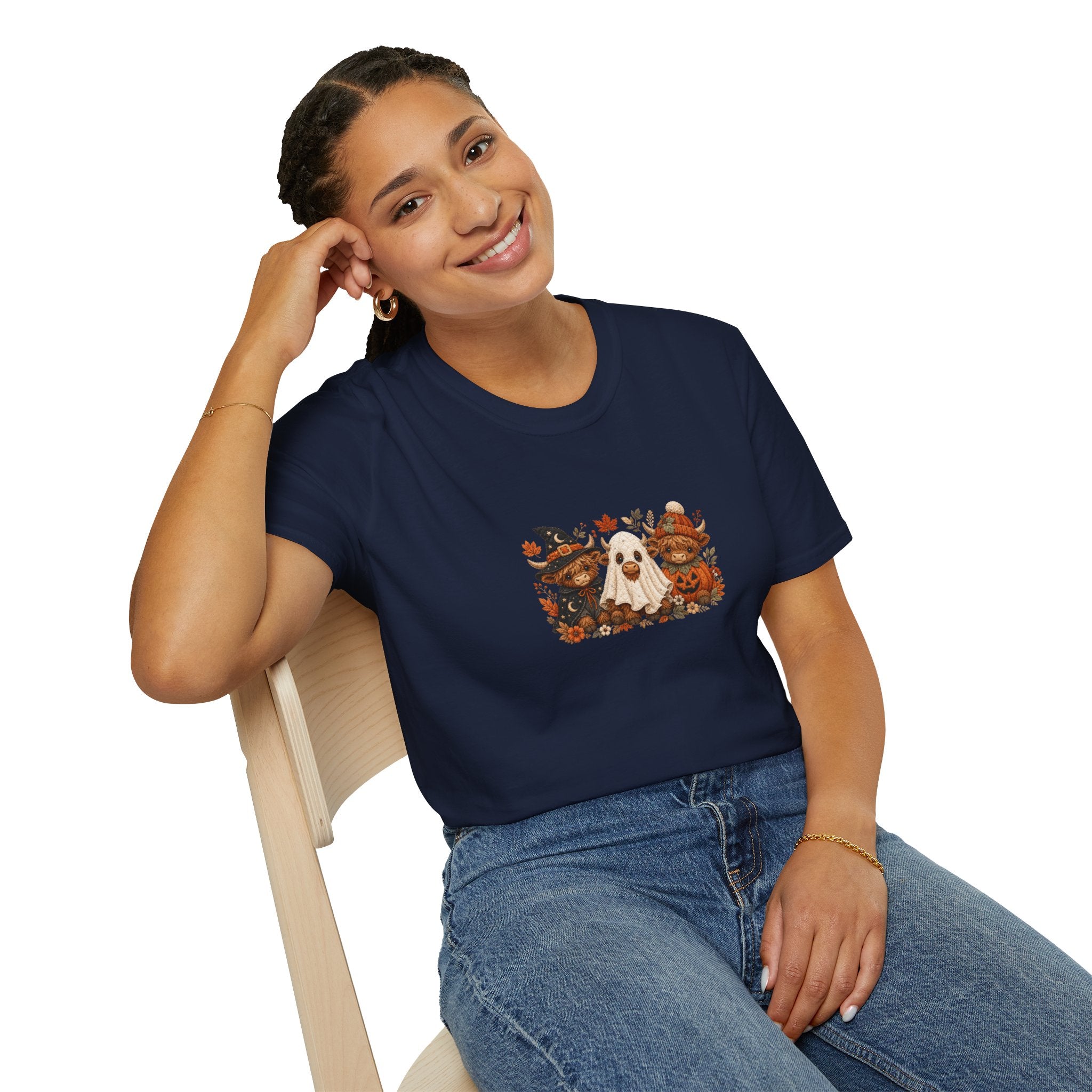 Halloween Cows Trio T-Shirt — Cute Funny Gift for Her Ghost & Pumpkin Fall Tee