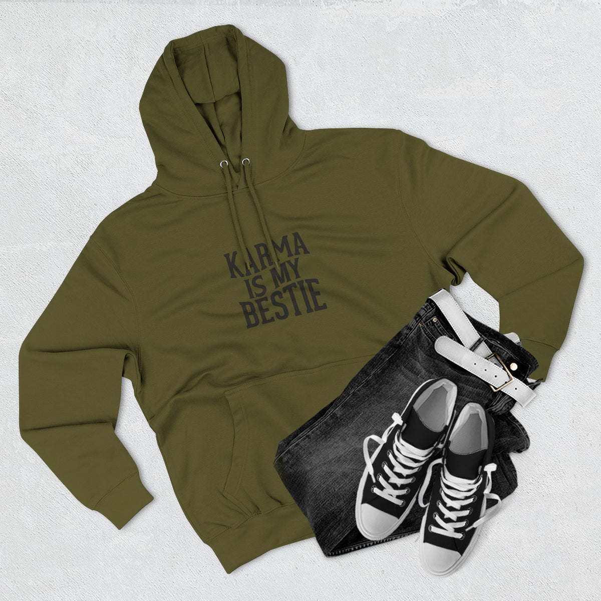 Karma Is My Bestie Graphic Pullover Hoodie