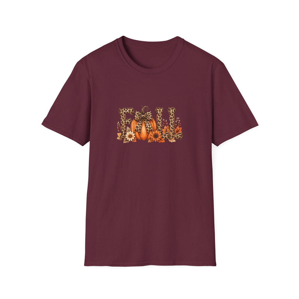 Fall Leopard Pumpkin T-Shirt — Cute Autumn Gift for Women Floral Graphic Tee