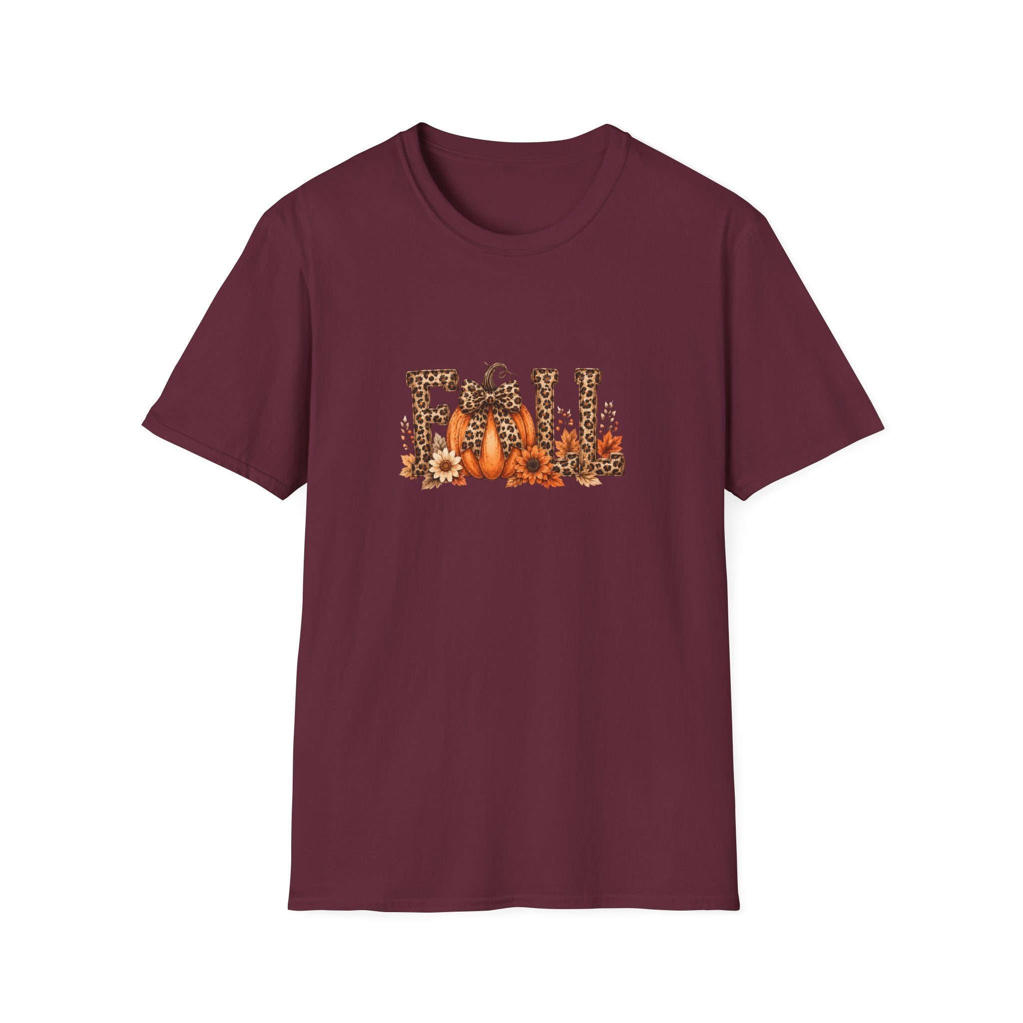 Fall Leopard Pumpkin T-Shirt — Cute Autumn Gift for Women Floral Graphic Tee