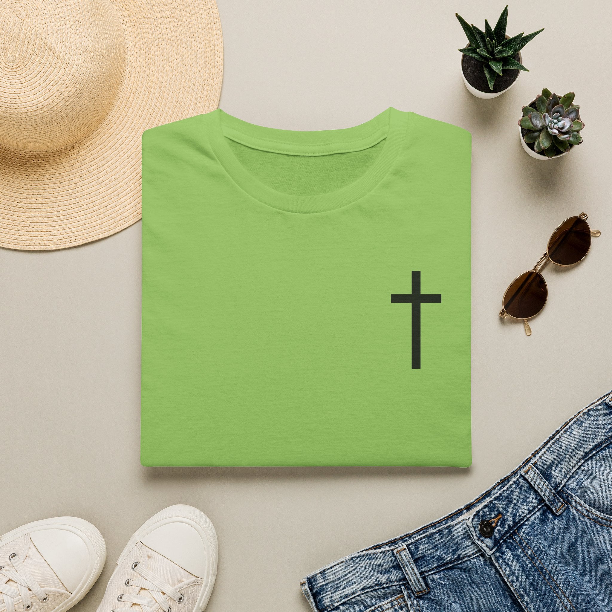 Man of Faith Rooted in Christ T-Shirt — Christian Gift for Him Flag & Cross Back Print Graphic Tee