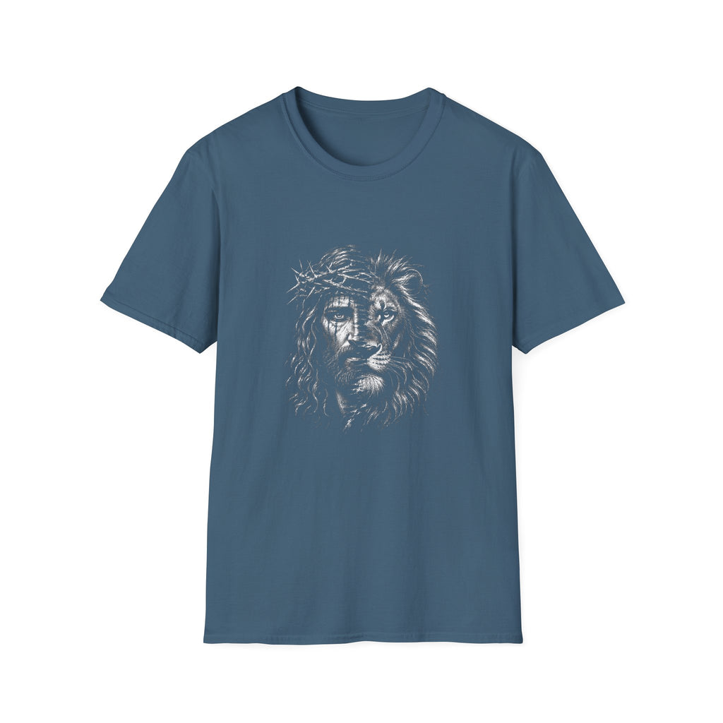 Lion of Judah T-Shirt — Crown of Thorns Half-Face Lion Christian Graphic Tee