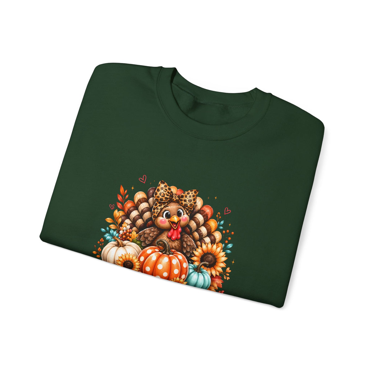 Sweatshirt — "Give Thanks" Autumn Turkey & Pumpkin Thanksgiving Crewneck