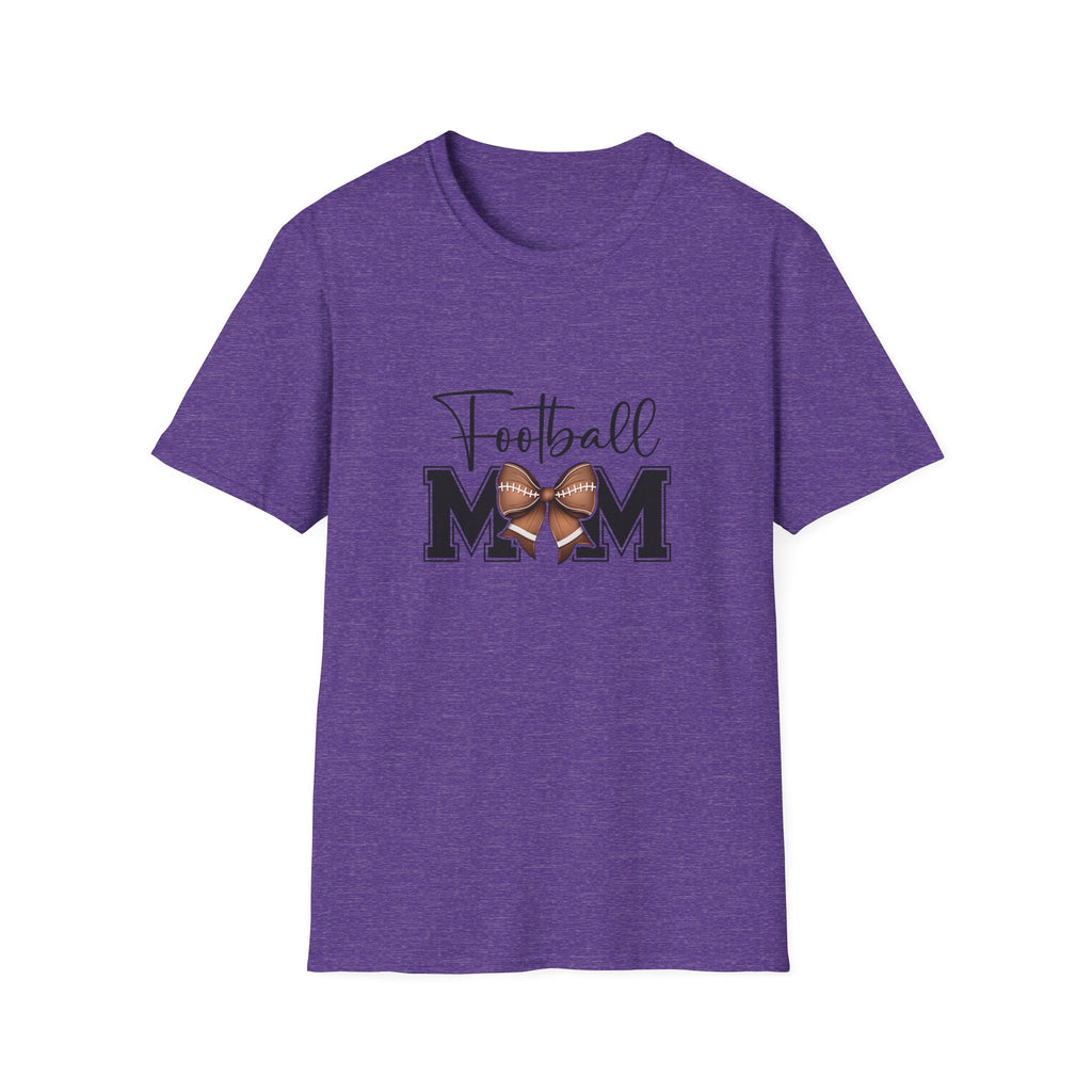 Football Mom Script T-Shirt — Cute Bow Gift for Proud Moms Game Day Graphic Tee