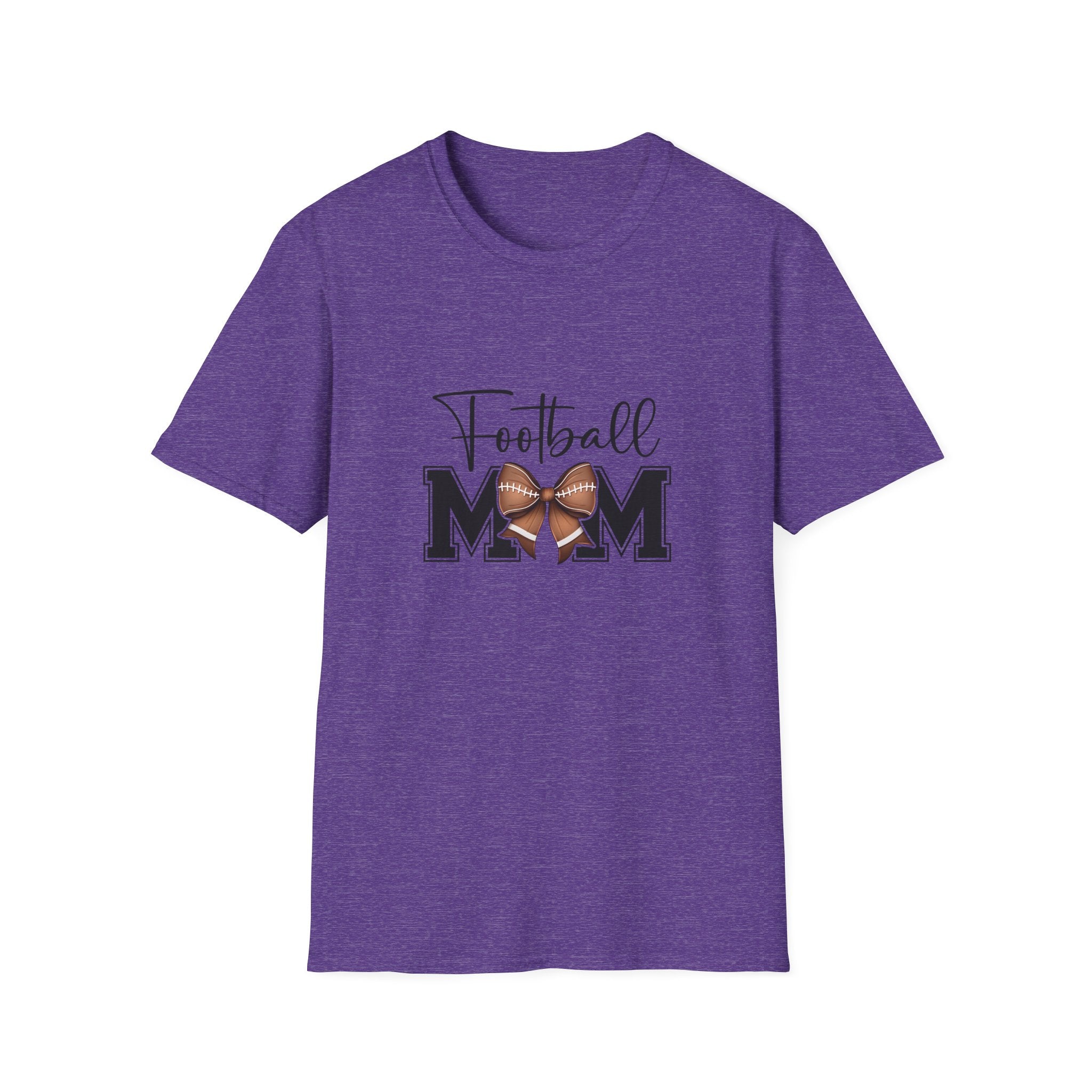 Football Mom Script T-Shirt — Cute Bow Gift for Proud Moms Game Day Graphic Tee