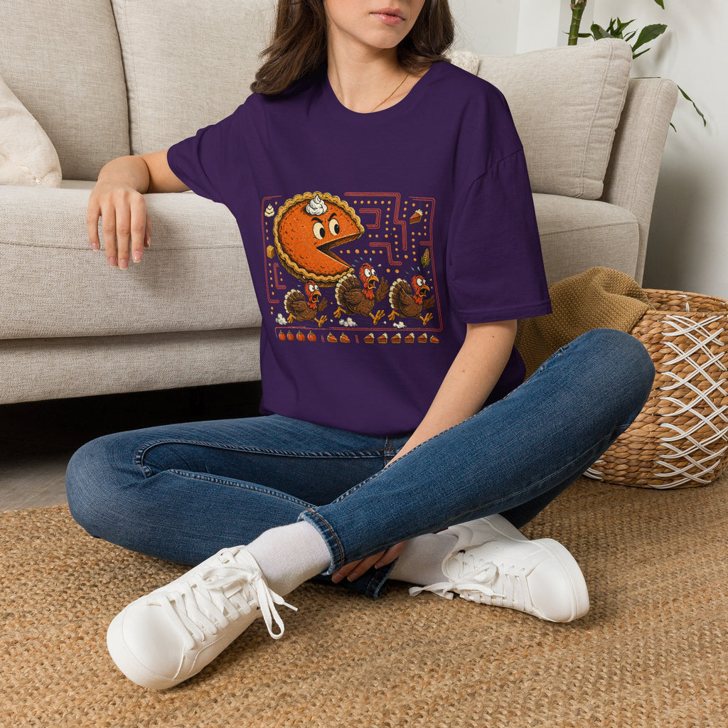 Retro Pie Monster T-Shirt — Funny Pac-Maze Dessert Gamer Tee