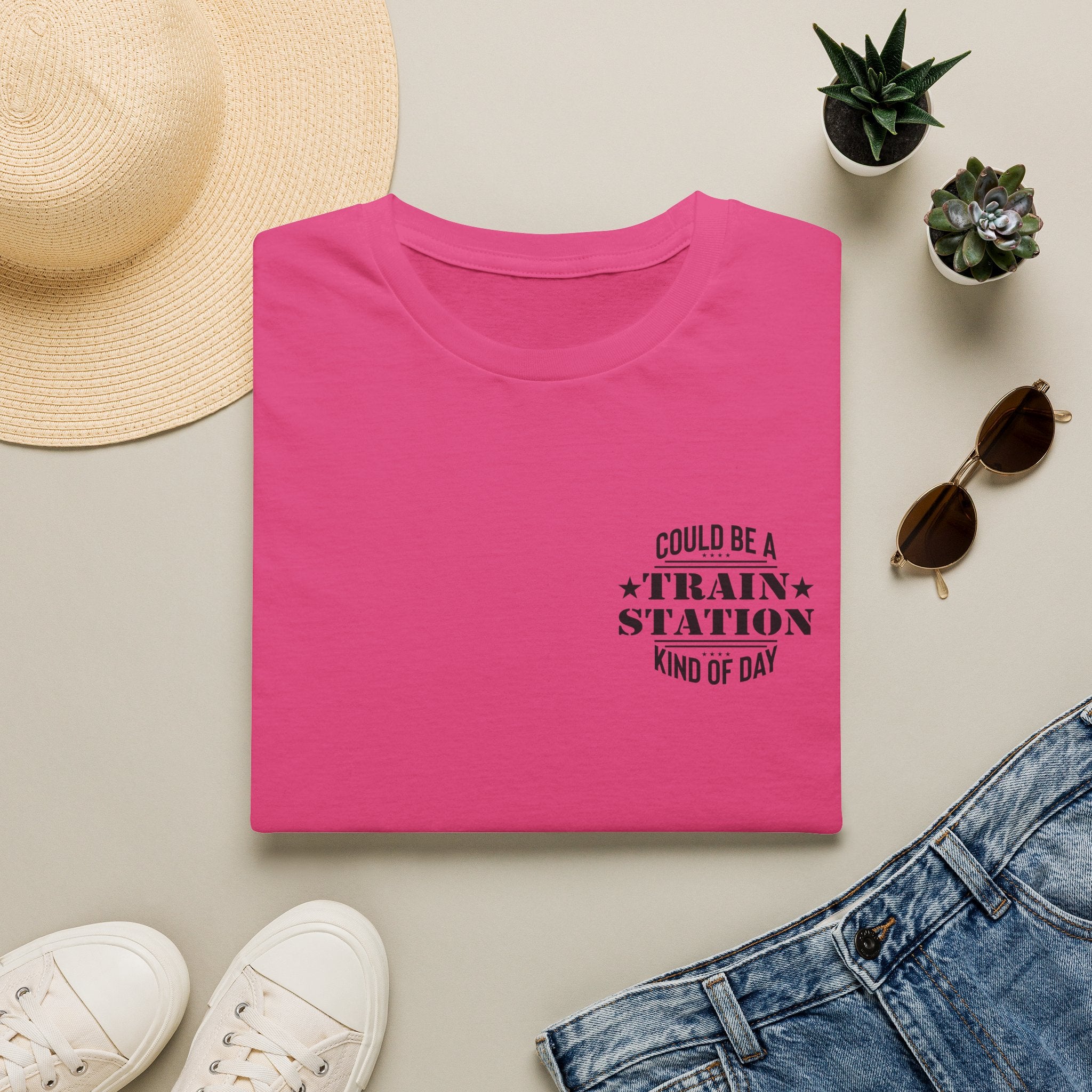 Could Be a Train Station Kind of Day T-Shirt — Funny Sarcastic Gift for Her Pocket Tee