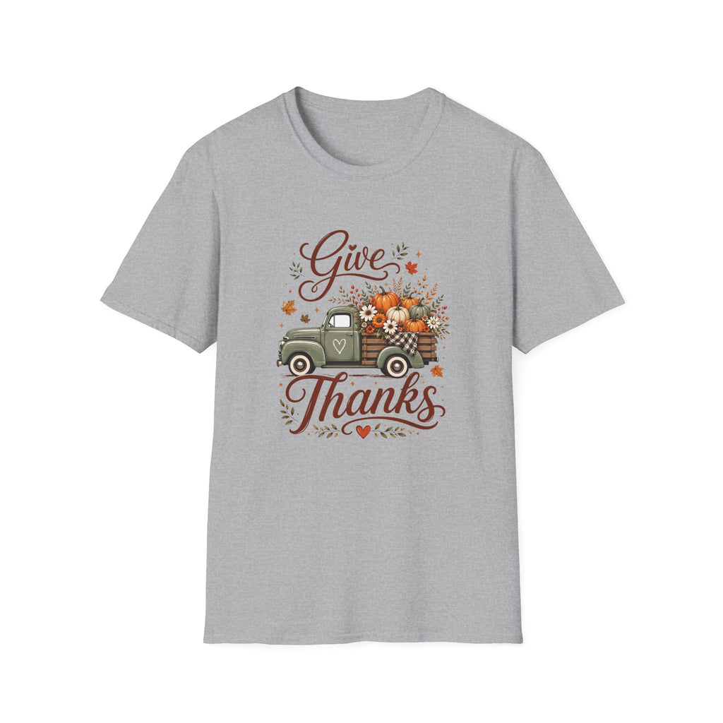 Give Thanks Fall Truck T-Shirt — Pumpkin Harvest Autumn Tee