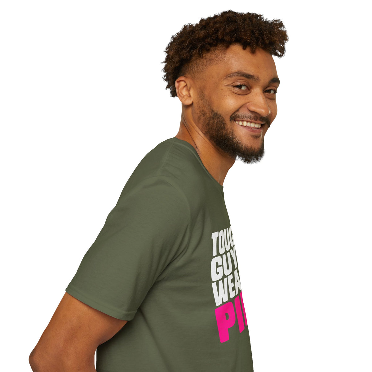 Tough Guys Wear Pink Breast Cancer Awareness T-Shirt Graphic Tee