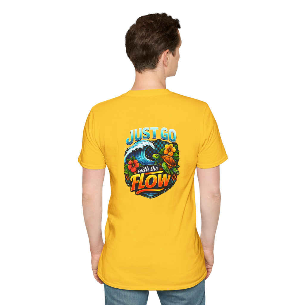Go With the Flow Sea Turtle T-Shirt — Cute Beach Gift for Women Ocean Floral Tee