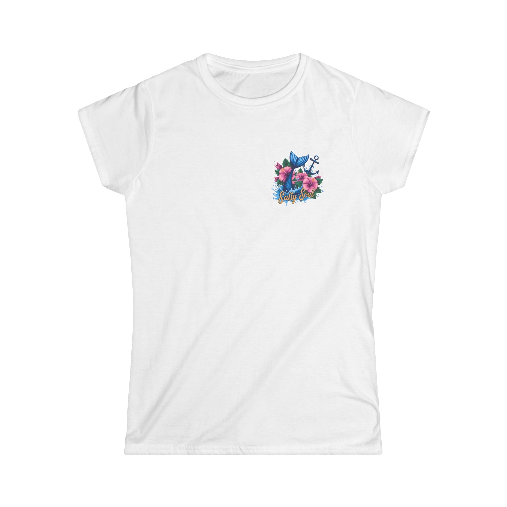 Salty Soul Floral Anchor Beach T-Shirt — Cute Nautical Gift for Women Graphic Tee