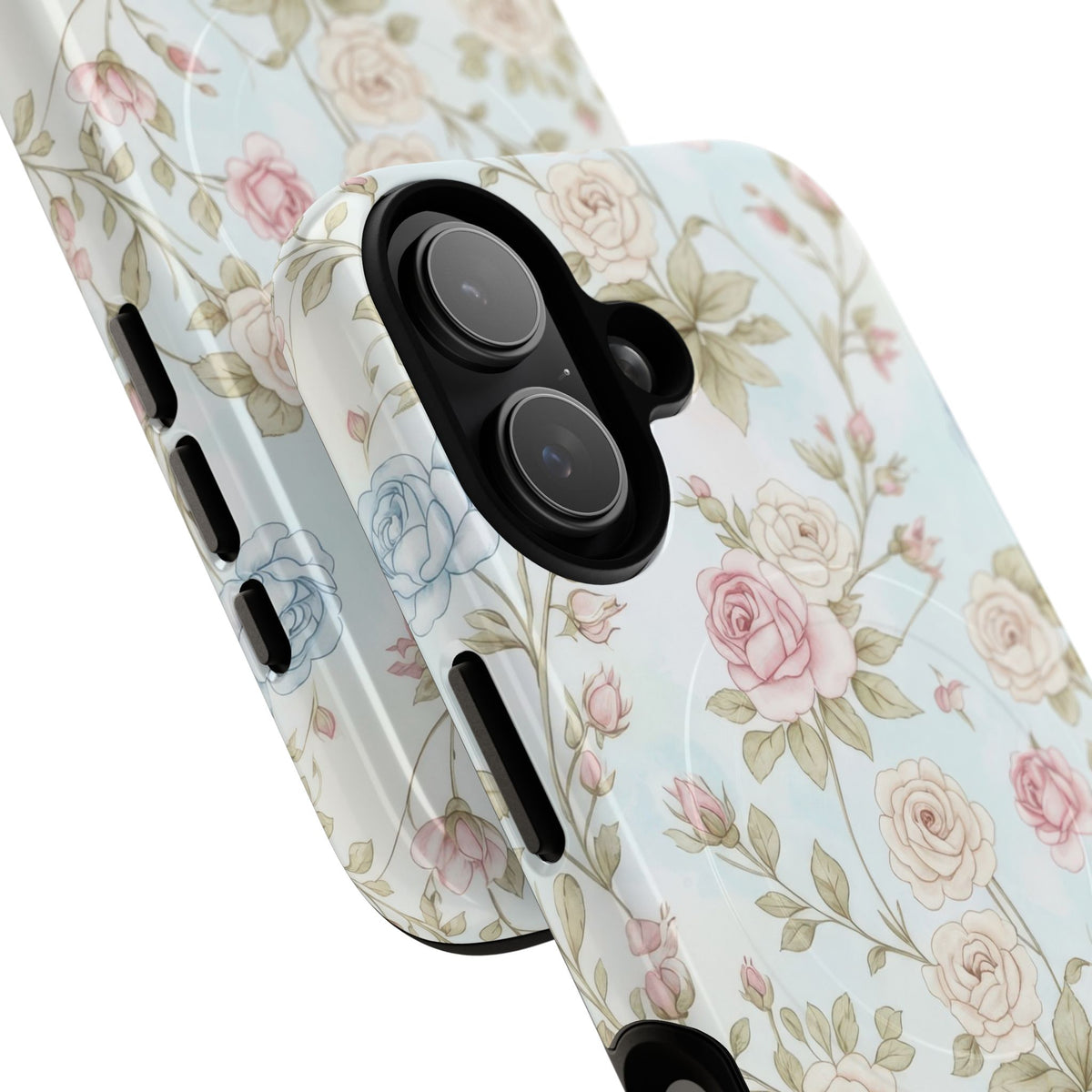 Vintage Floral Rose Magnetic iPhone Case — MagSafe Tough Protective Cover