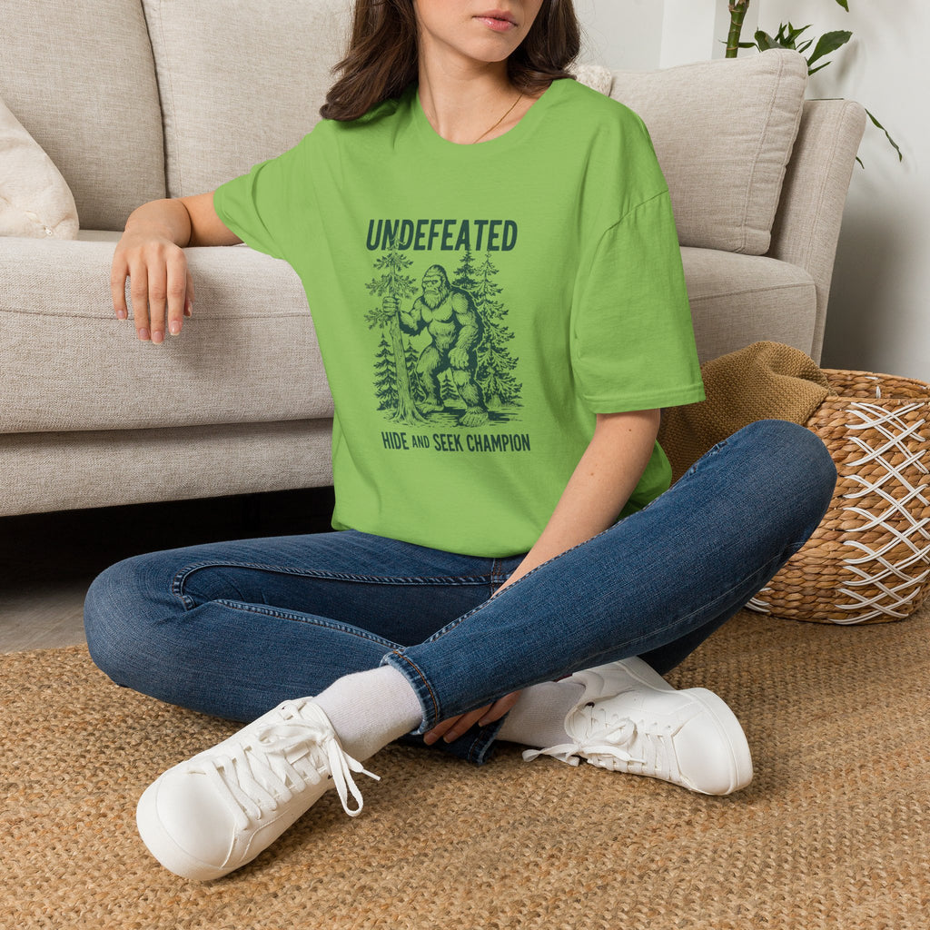 Undefeated Bigfoot T-Shirt — 'Hide and Seek Champion' Graphic Tee