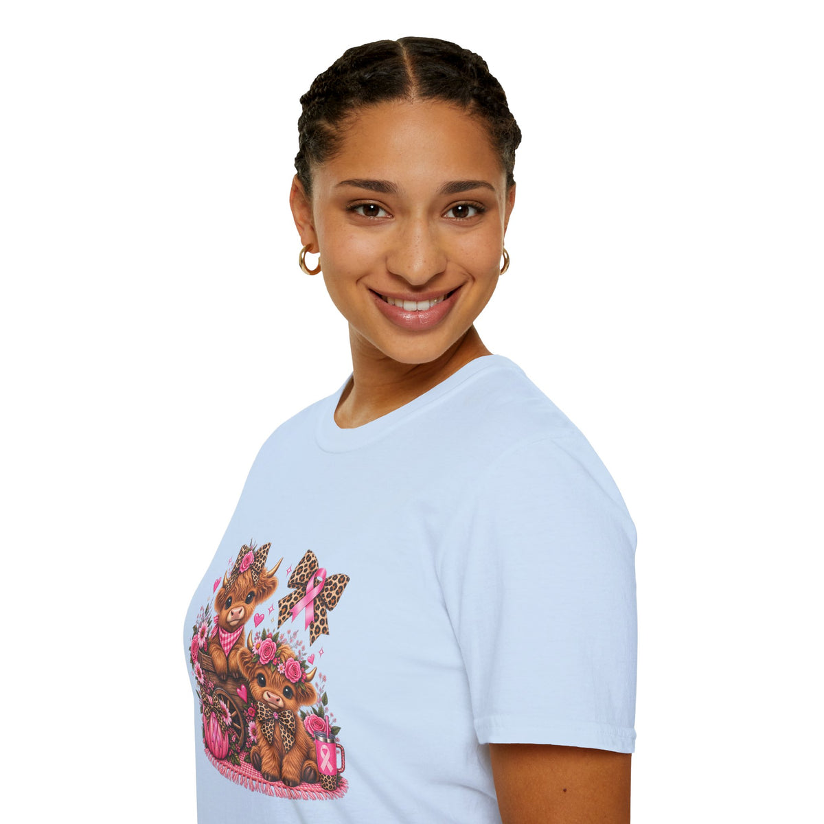 Breast Cancer Awareness Highland Cow T-Shirt