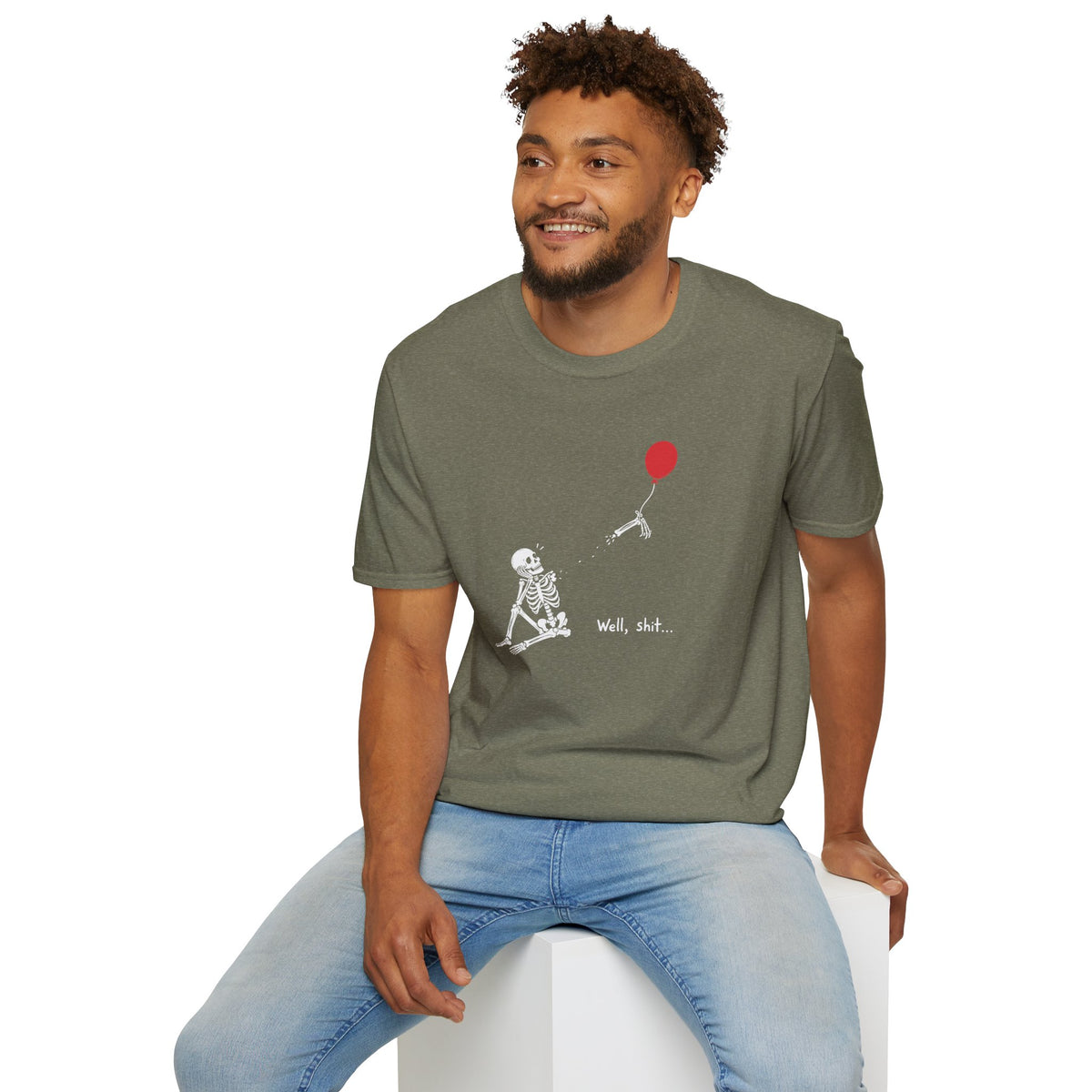 Funny Skeleton Balloon T-Shirt, Well Shit Graphic Tee