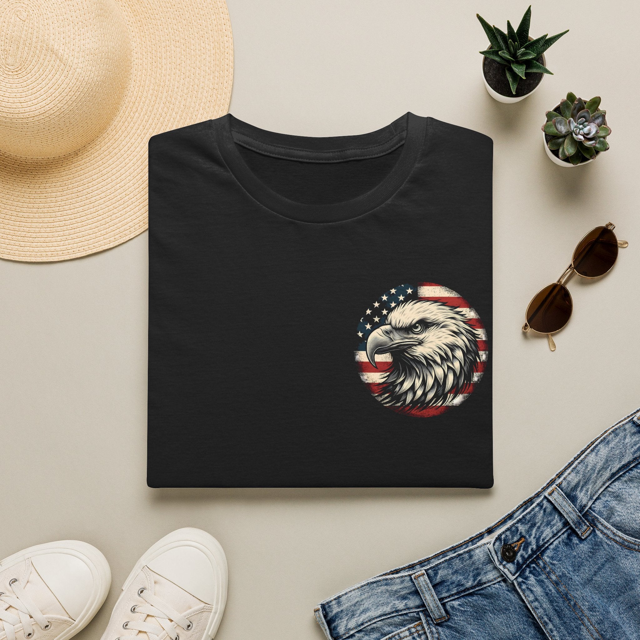 Patriotic Bald Eagle T-Shirt — American Flag Gift for Him Fourth of July Graphic Tee