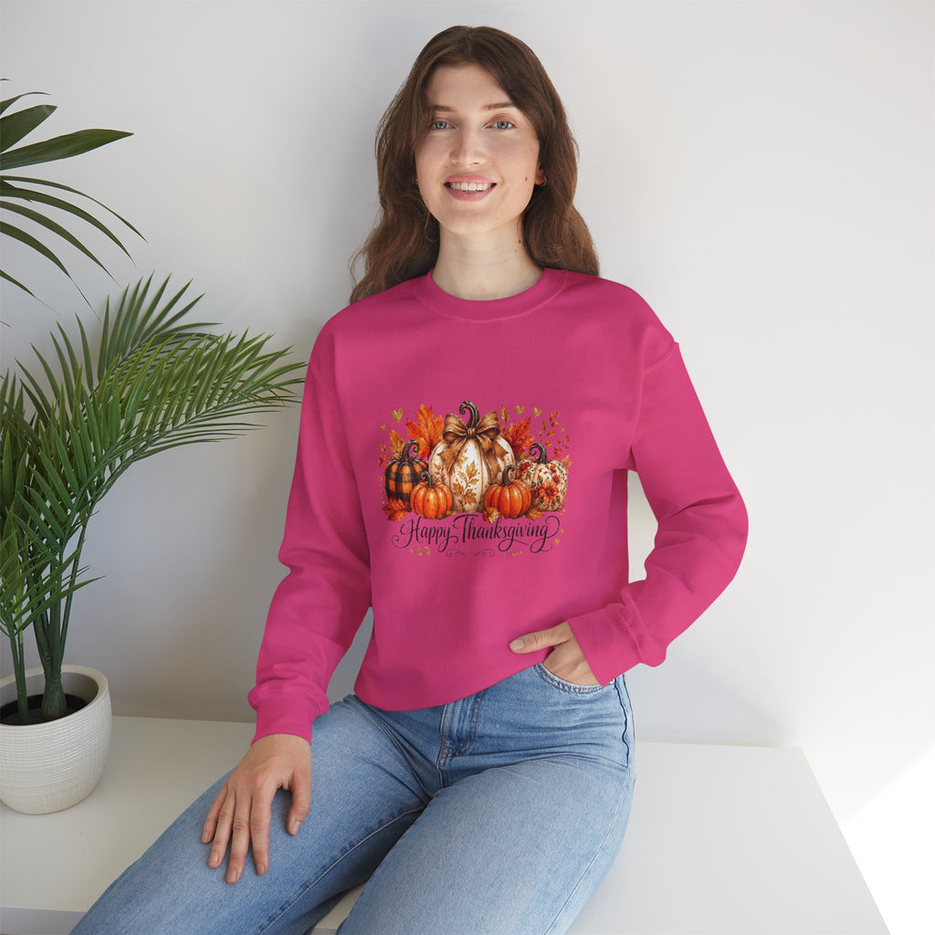 Thanksgiving Pumpkin Crewneck Sweatshirt — Happy Thanksgiving Harvest Design