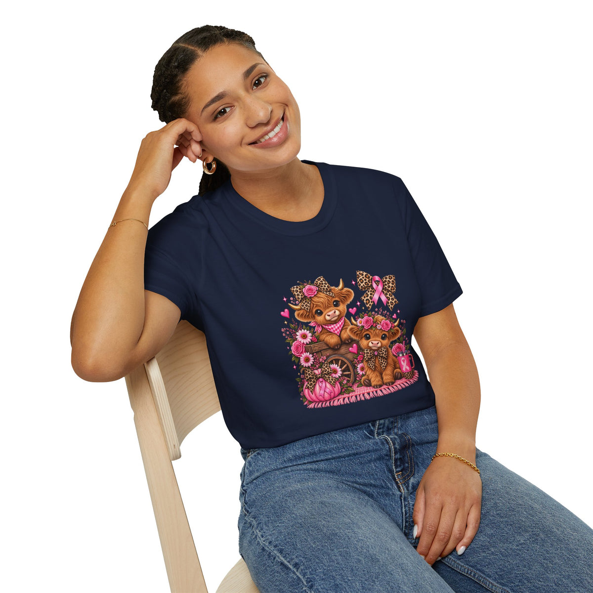 Breast Cancer Awareness Highland Cow T-Shirt