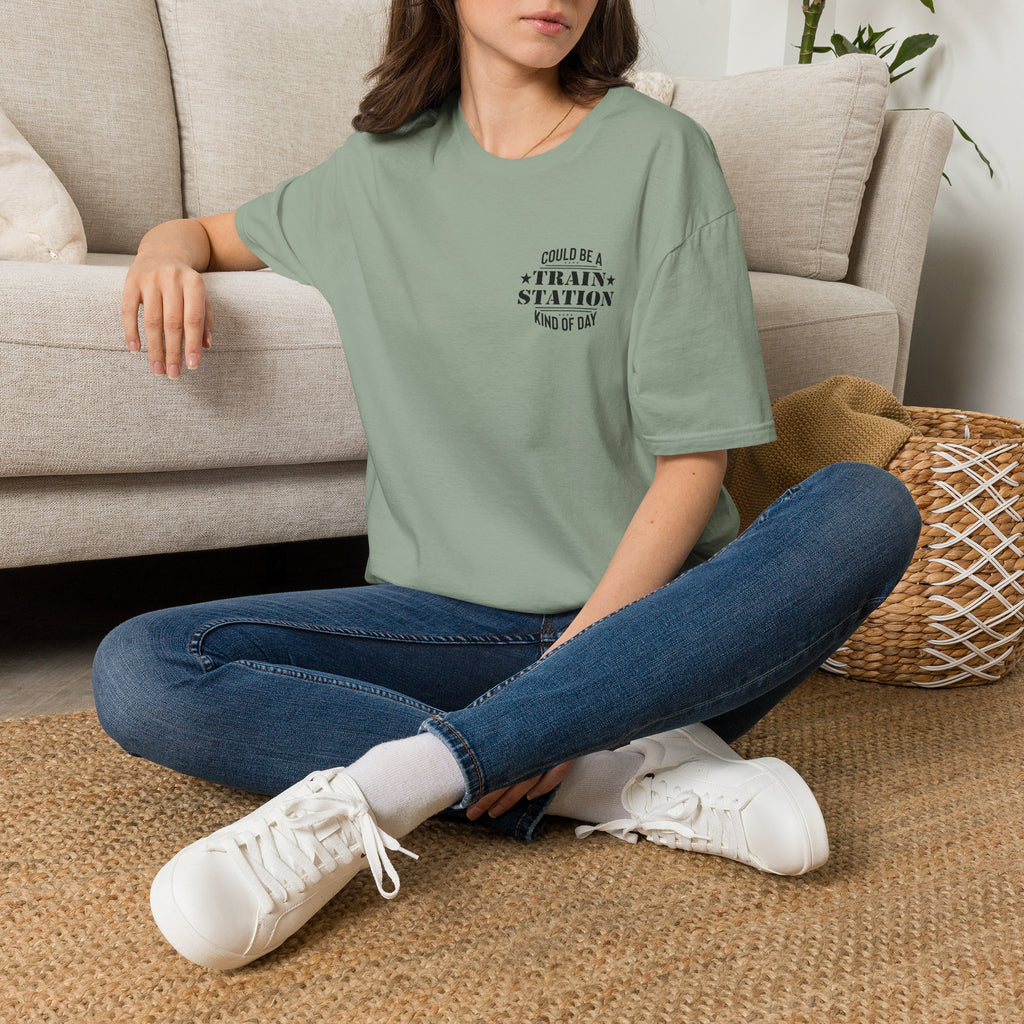 Could Be a Train Station Kind of Day T-Shirt — Funny Sarcastic Gift for Her Pocket Tee