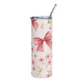 20oz Pink Bow Floral Stainless Steel Tumbler — Cute Floral Gift for Her