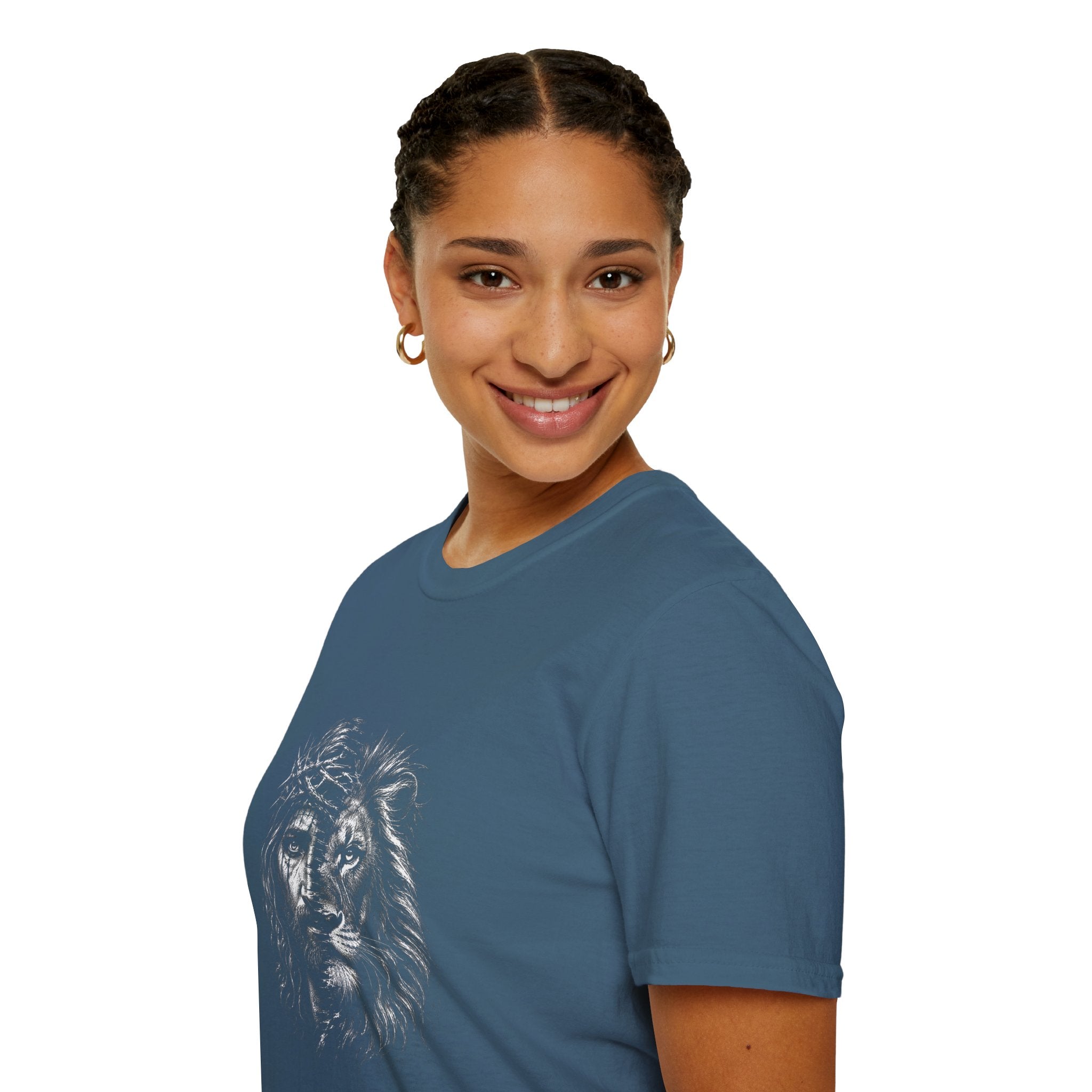 Lion of Judah T-Shirt — Crown of Thorns Half-Face Lion Christian Graphic Tee
