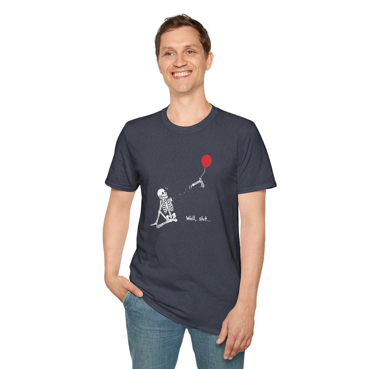 Funny Skeleton Balloon T-Shirt, Well Shit Graphic Tee
