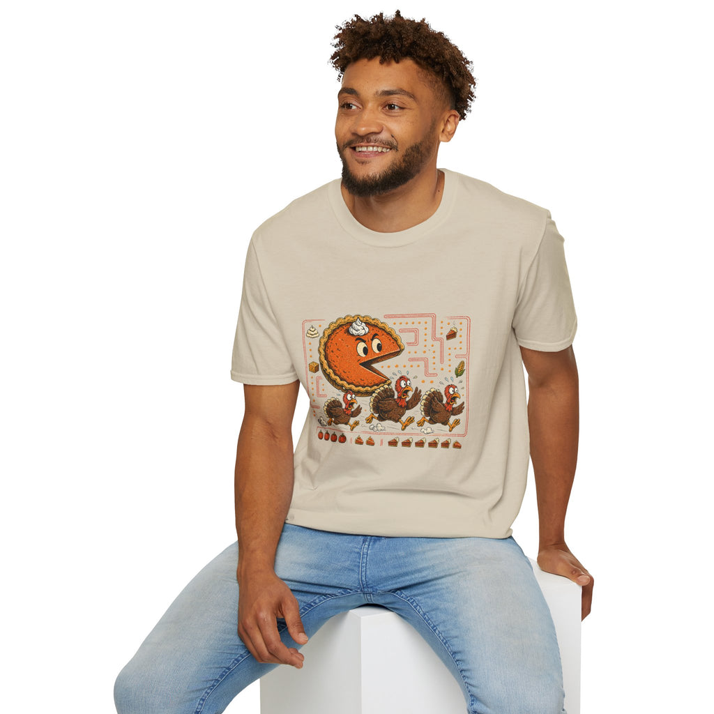 Retro Pie Monster T-Shirt — Funny Pac-Maze Dessert Gamer Tee