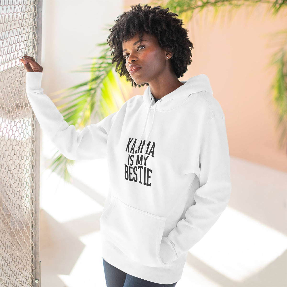 Karma Is My Bestie Graphic Pullover Hoodie