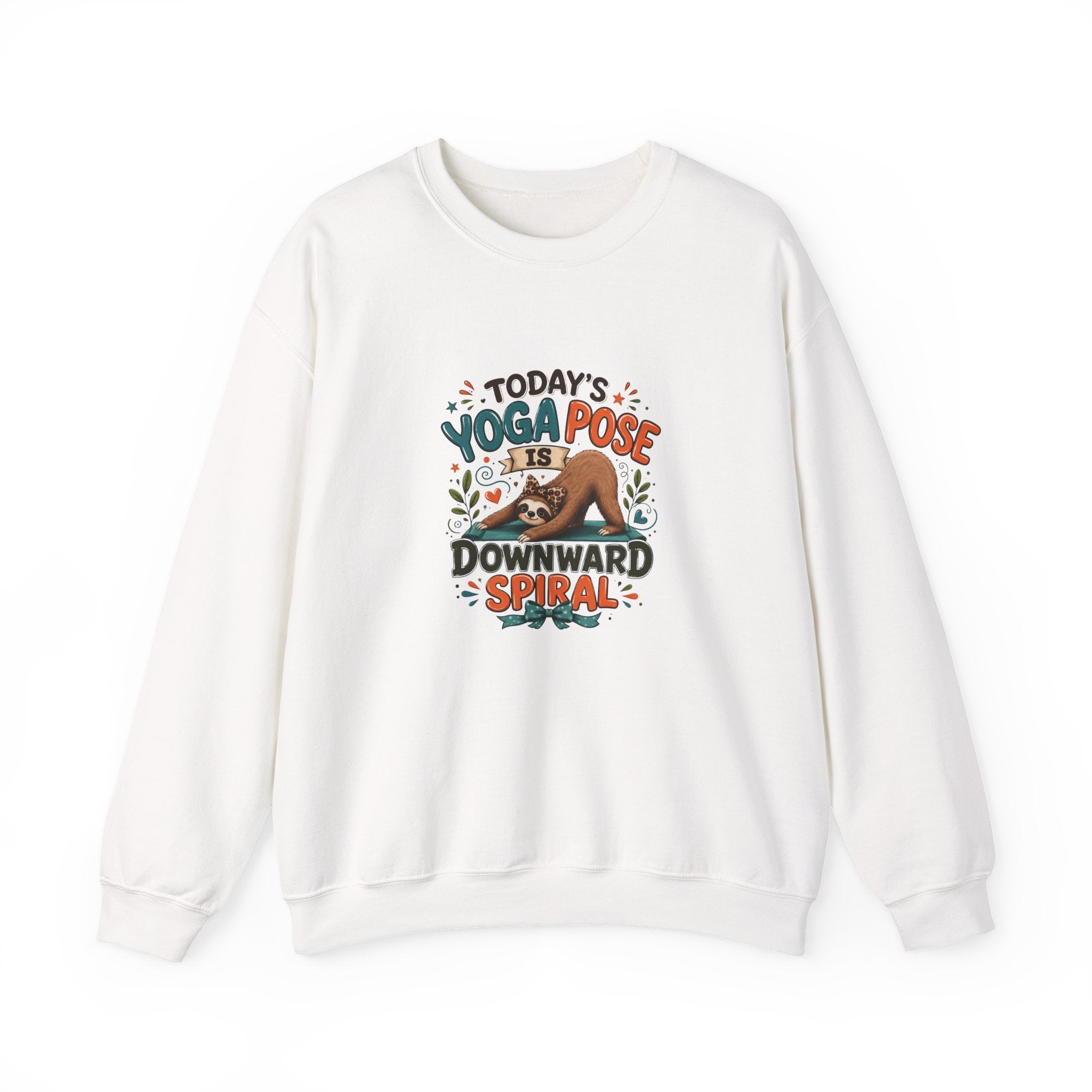 Downward Spiral Sloth Sweatshirt — Funny Lazy Gift for Her Yoga Pose Crewneck