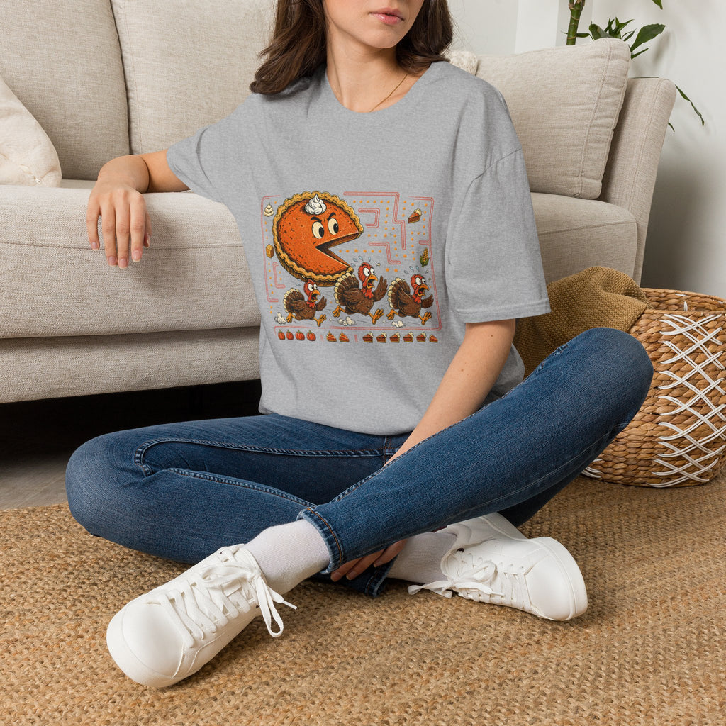 Retro Pie Monster T-Shirt — Funny Pac-Maze Dessert Gamer Tee