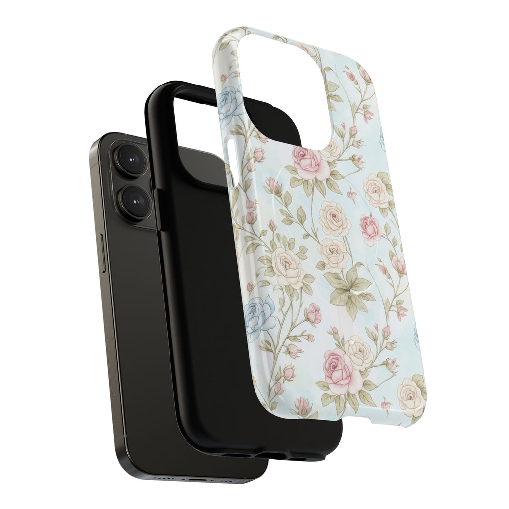 Vintage Floral Rose Magnetic iPhone Case — MagSafe Tough Protective Cover